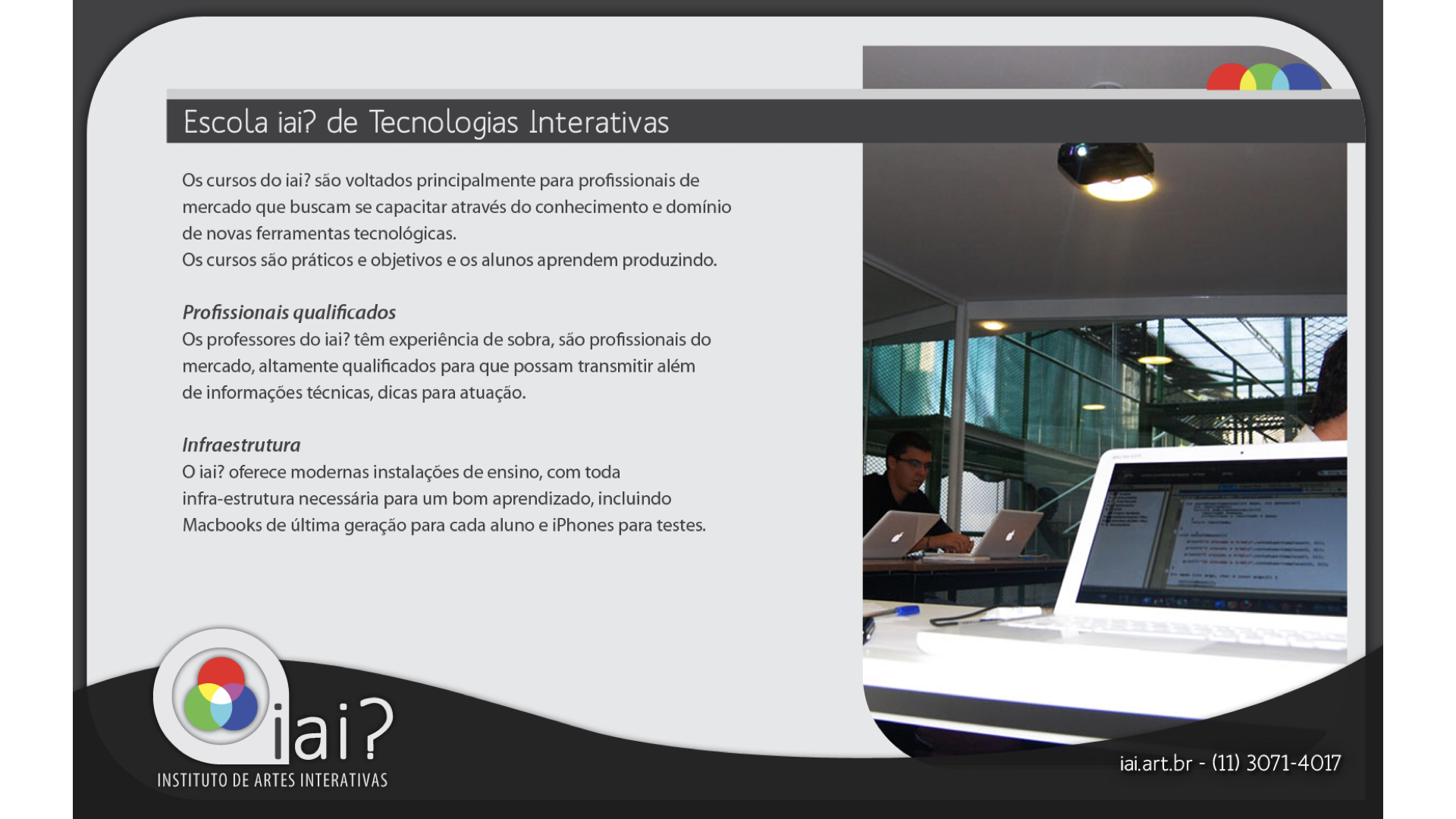Escola iAi? — infraestrutura com MacBooks e instrutores qualificados